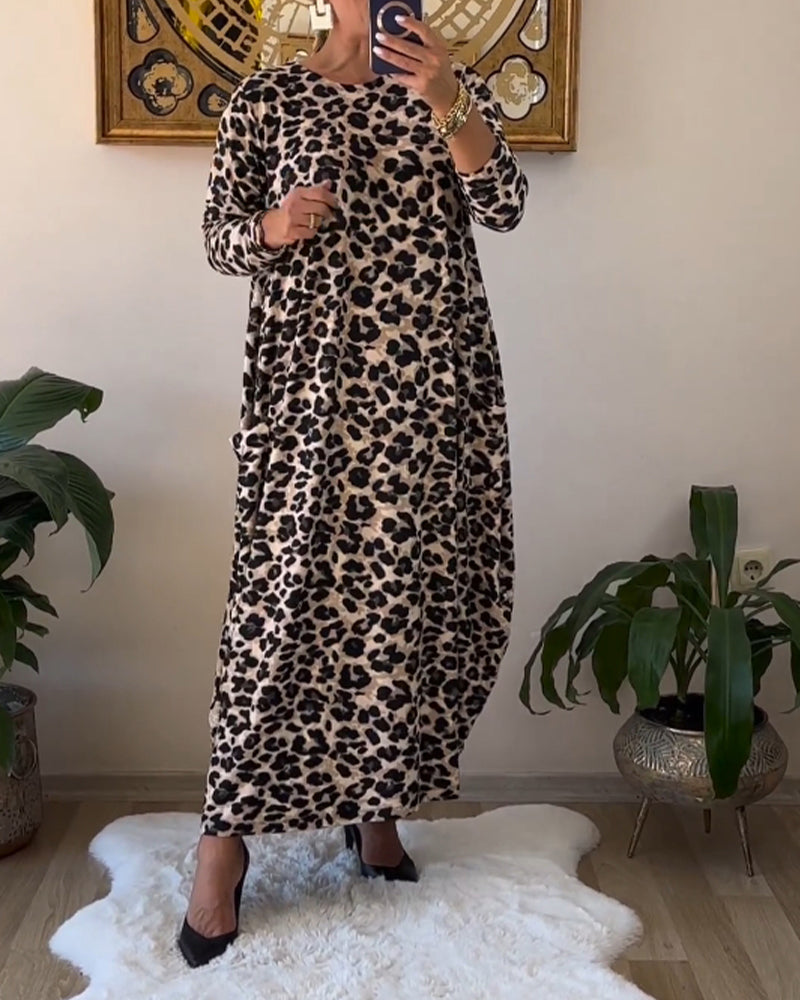 Aritia | Elegant Dress with Pockets and Leopard Print