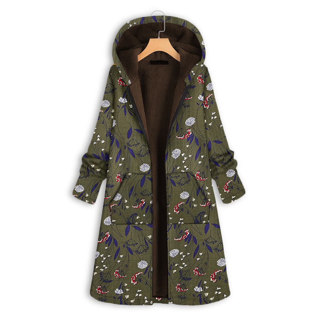Long ladies' coat with hood