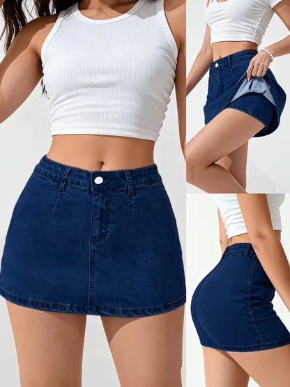 Denim skirt with high waist