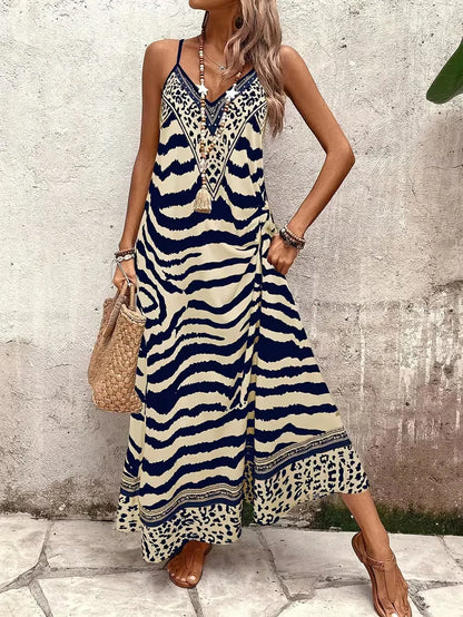 Maxi dress with leopard print