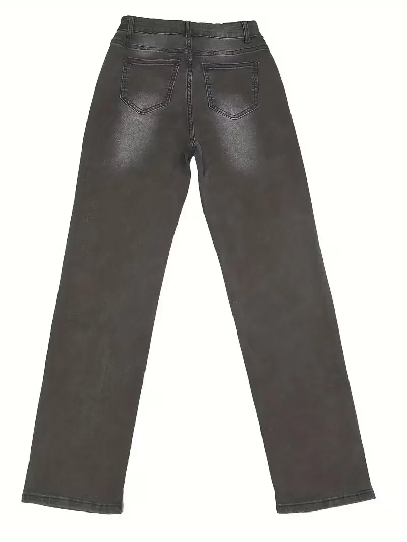 High-Waisted Straight Jeans
