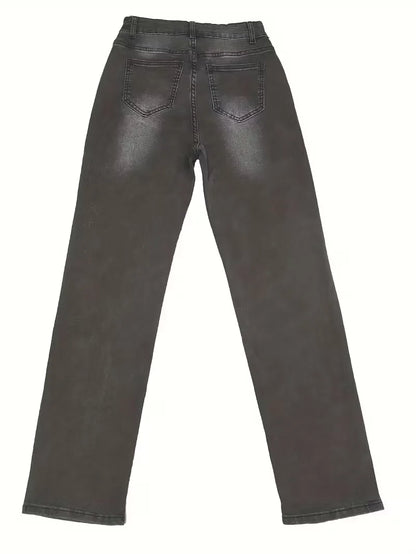 High-Waisted Straight Jeans