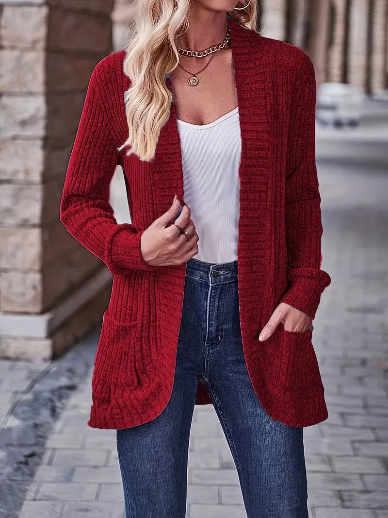 Open vest with ribbed texture