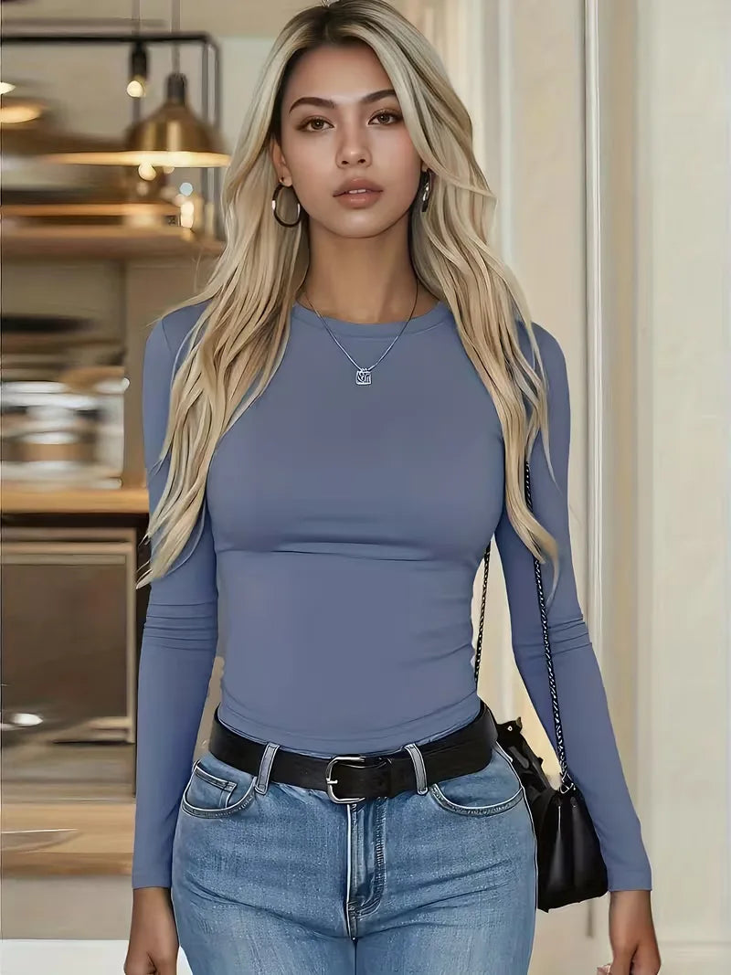 Slim fit T-shirt with long sleeves