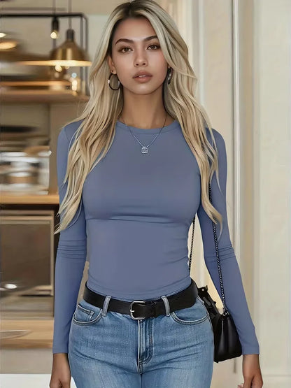 Slim fit T-shirt with long sleeves