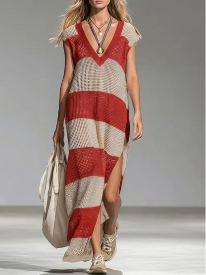 Maxi cover-up with V-neck