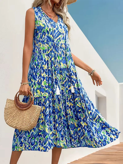 A-line dress with V-neck