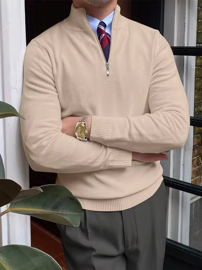 Sweater with Collar and Half-Zip