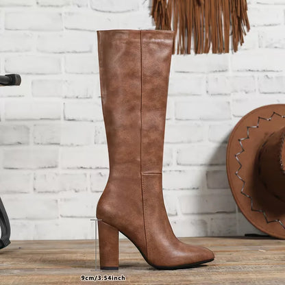 High boots with chunky heel
