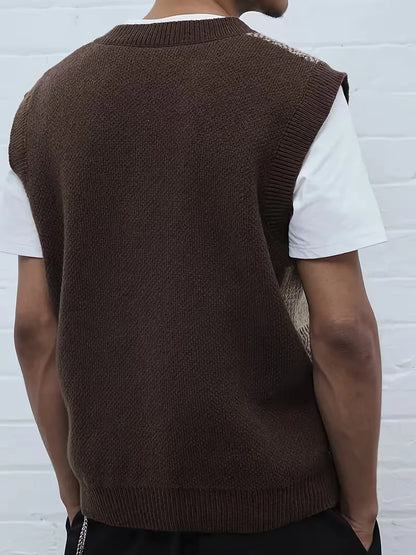 Sweater vest with geometric pattern