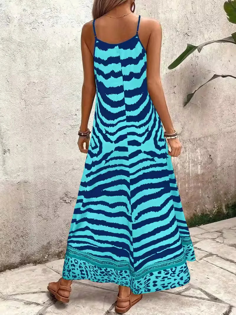 Maxi dress with leopard print