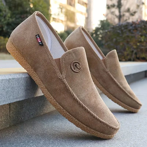 Loafers with corduroy upper