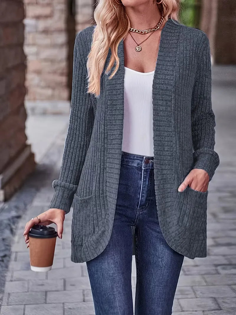 Open vest with ribbed texture