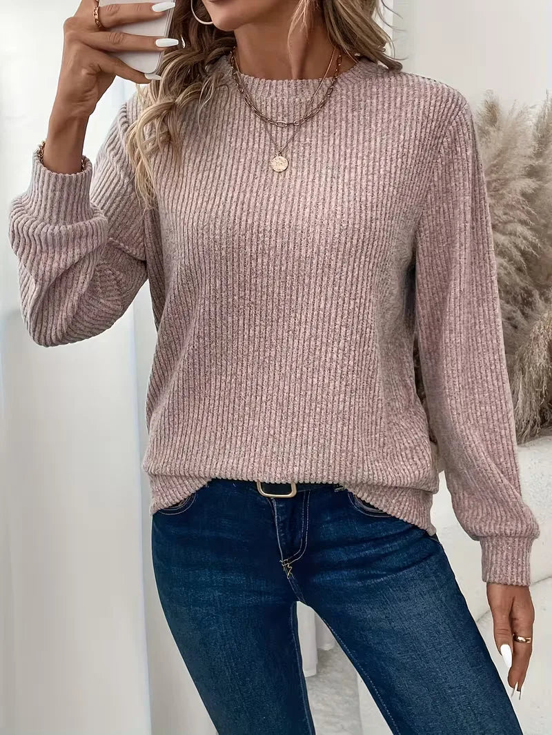 Ribbed Jumper with Round Neck