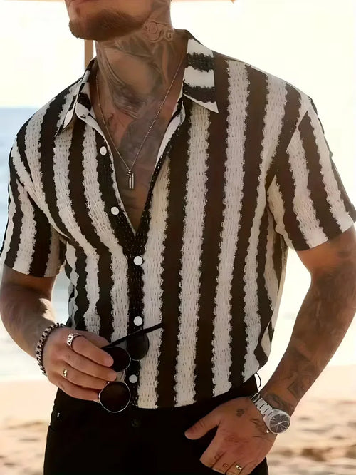 Short Sleeve Shirt with Vertical Stripes