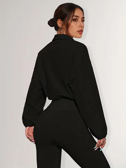 Track jacket with elastic cuffs