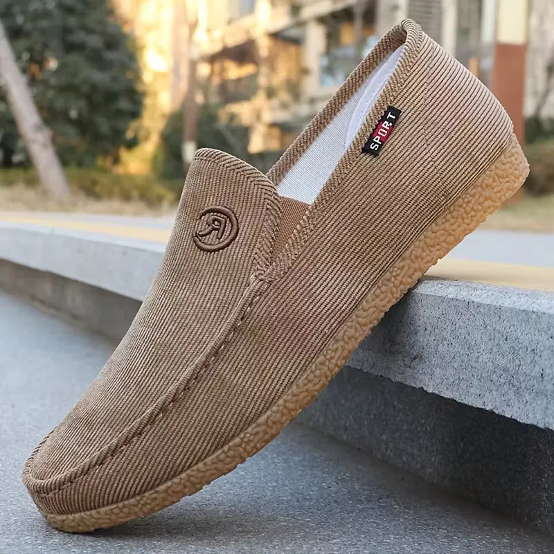 Loafers with corduroy upper
