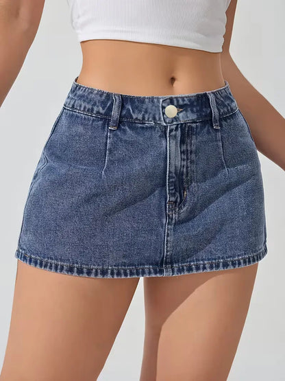 Denim skirt with high waist