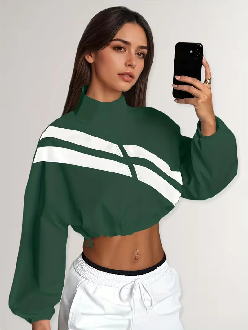 Track jacket with elastic cuffs