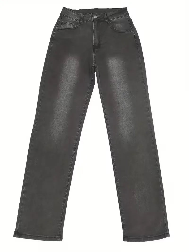 High-Waisted Straight Jeans
