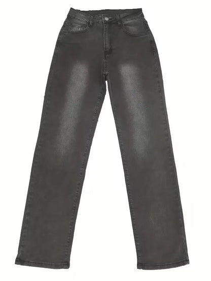 High-Waisted Straight Jeans