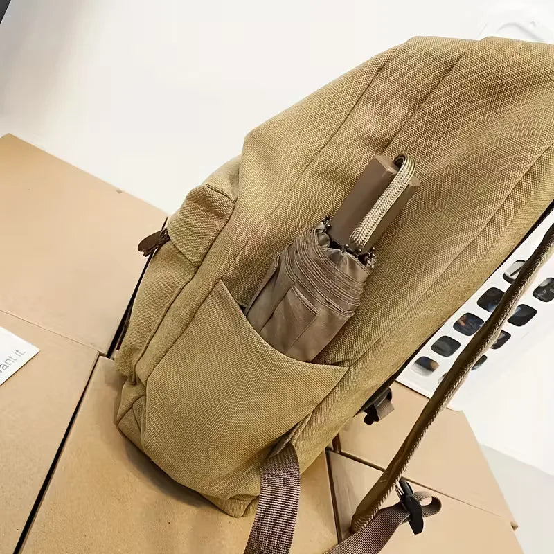 Canvas rucksack with front pocket