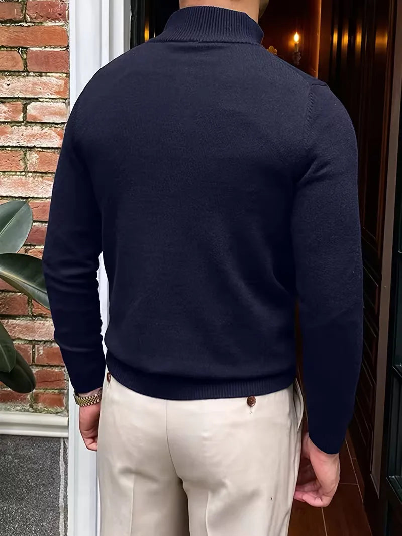 Sweater with Collar and Half-Zip