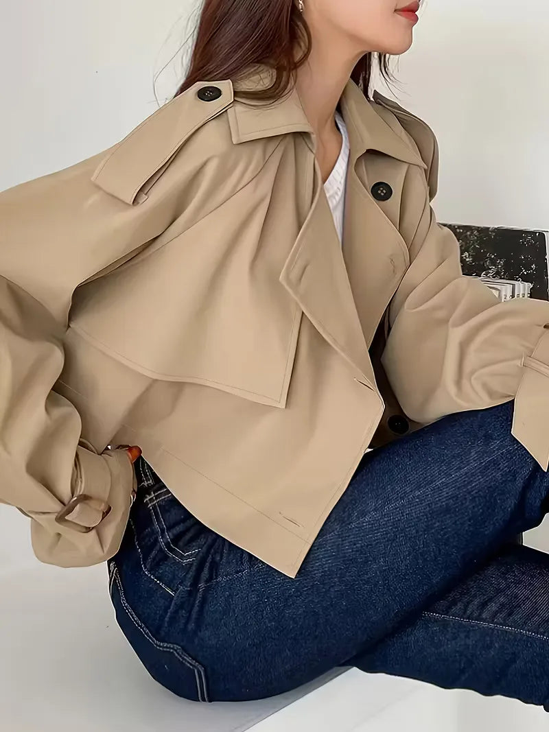 Cropped trench coat with double buttons