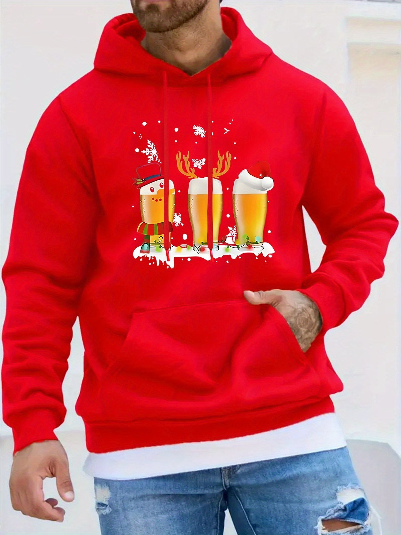 Beer | Casual & sporty men's sweater with Christmas beer mug print