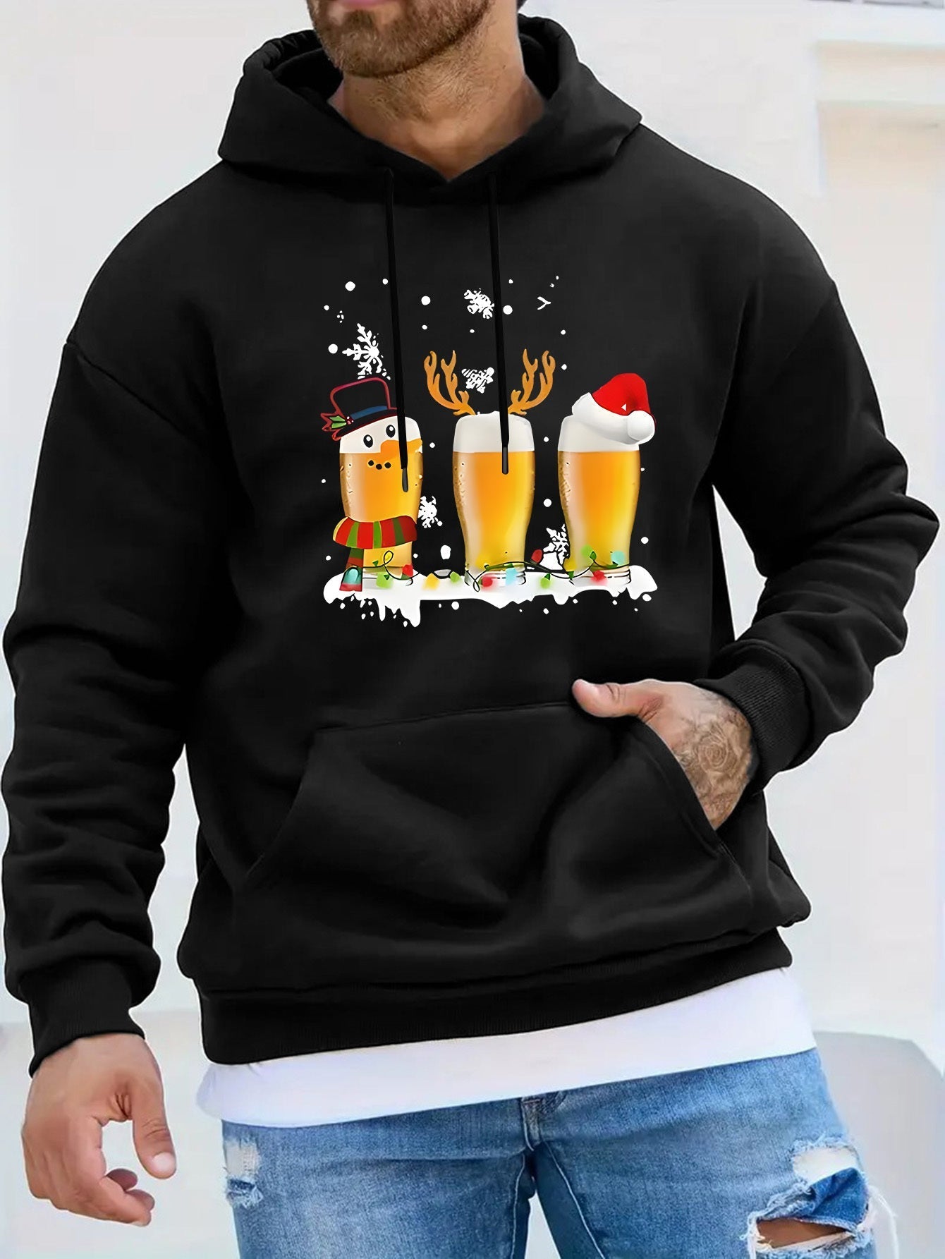 Beer | Casual & sporty men's sweater with Christmas beer mug print