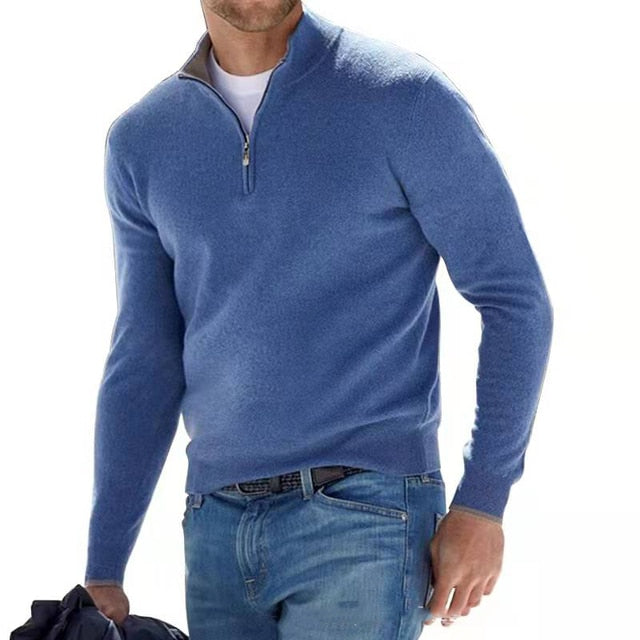 Hugo Merino Wool Men's V-Neck Jumper with Zip