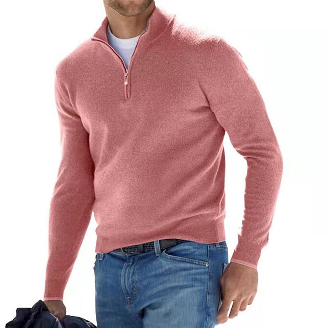 Hugo Merino Wool Men's V-Neck Jumper with Zip