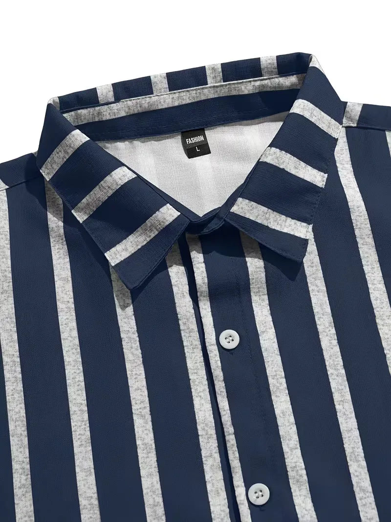 Short Sleeve Shirt with Vertical Stripes