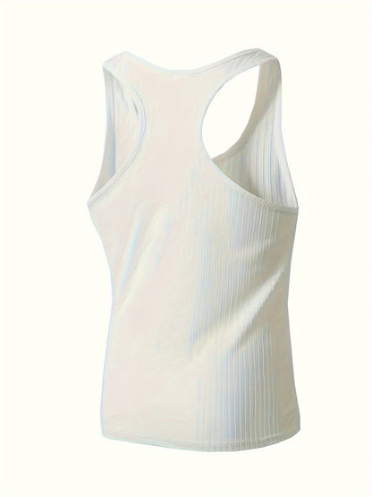 Bram | Plain Colour Stripe Pattern Knitted Round Neck Tank Top
