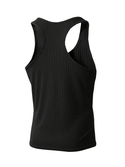 Bram | Plain Colour Stripe Pattern Knitted Round Neck Tank Top