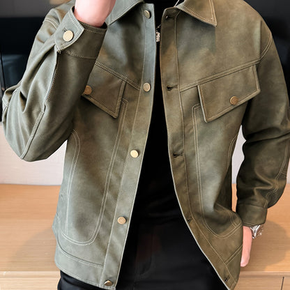 Bram | Trendy faux leather men's jacket in casual biker style