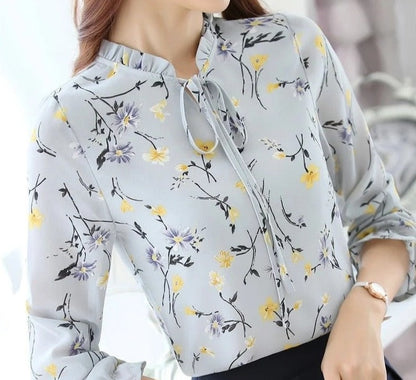 Brice | Bow Tie Collar Chiffon Blouse