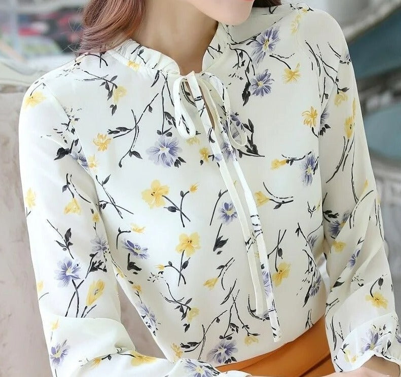 Brice | Bow Tie Collar Chiffon Blouse