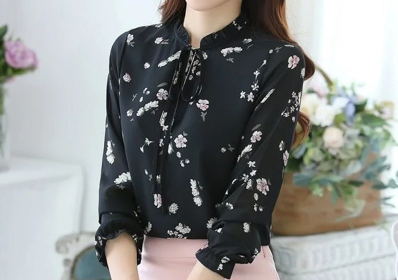 Brice | Bow Tie Collar Chiffon Blouse