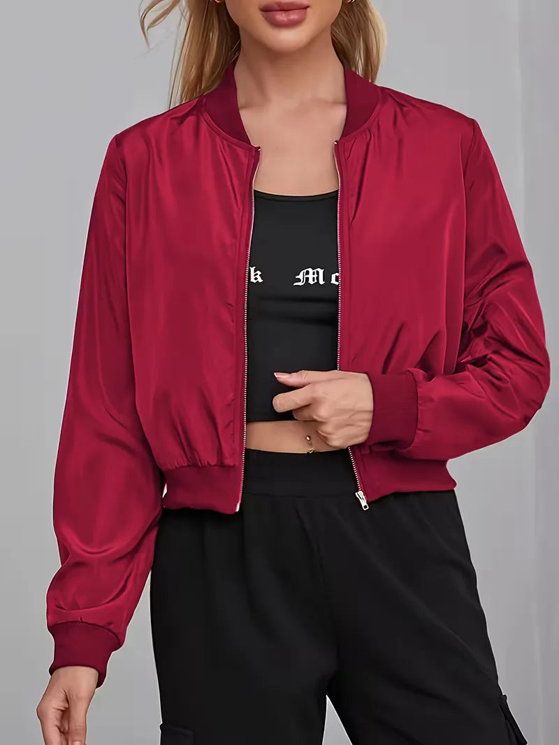 Bomber Jacket with Ribbed Cuffs