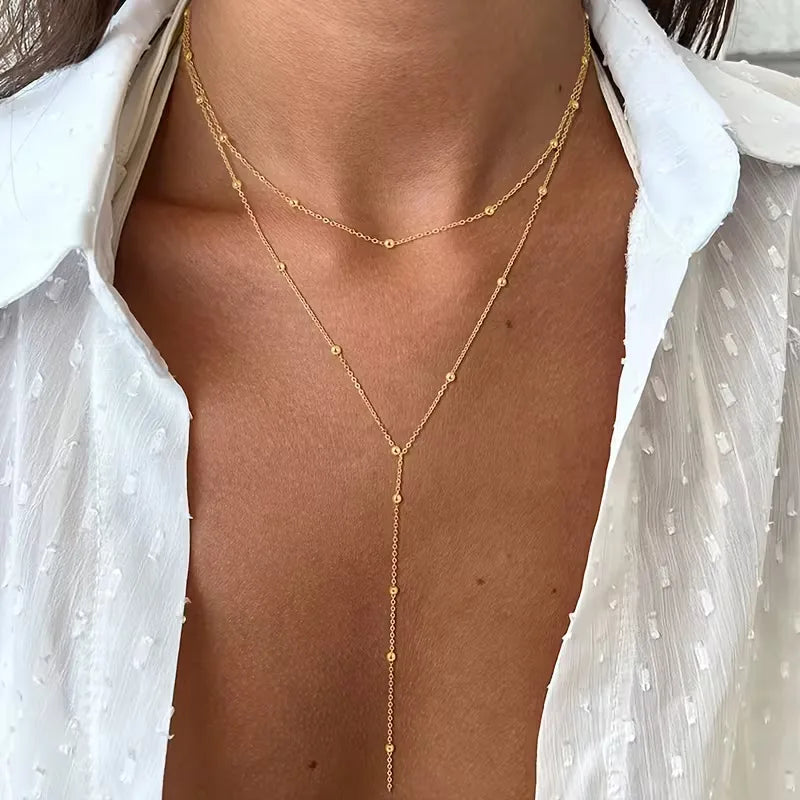 Necklace with Rice Pearls and Fringes