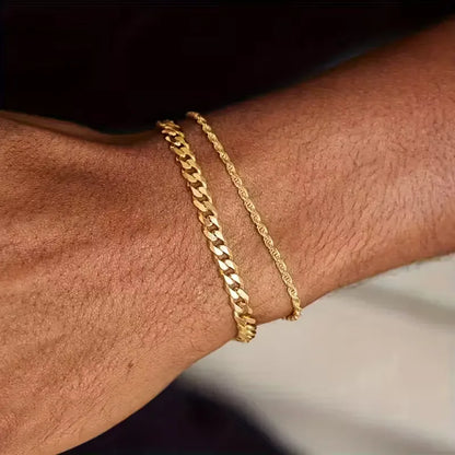 Bracelet set with Cuban link and rope chain
