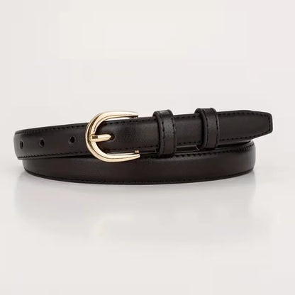 Narrow belt with half-oval buckle