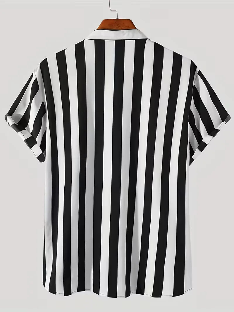 Short Sleeve Shirt with Vertical Stripes