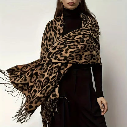 Winter Scarf with Leopard Print