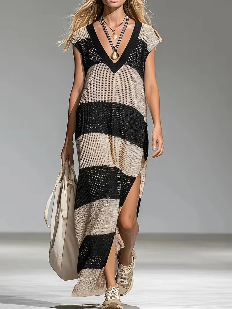 Maxi cover-up with V-neck