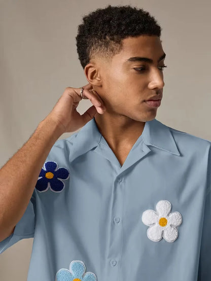 Short Sleeve Shirt with Flowers