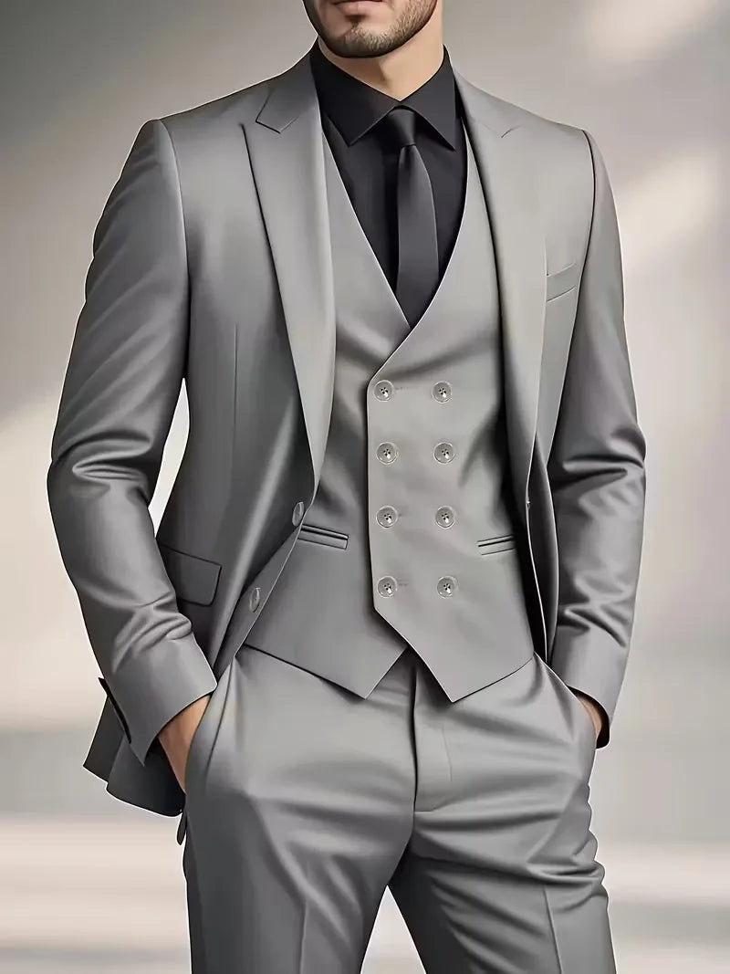 Three-piece suit with slim fit