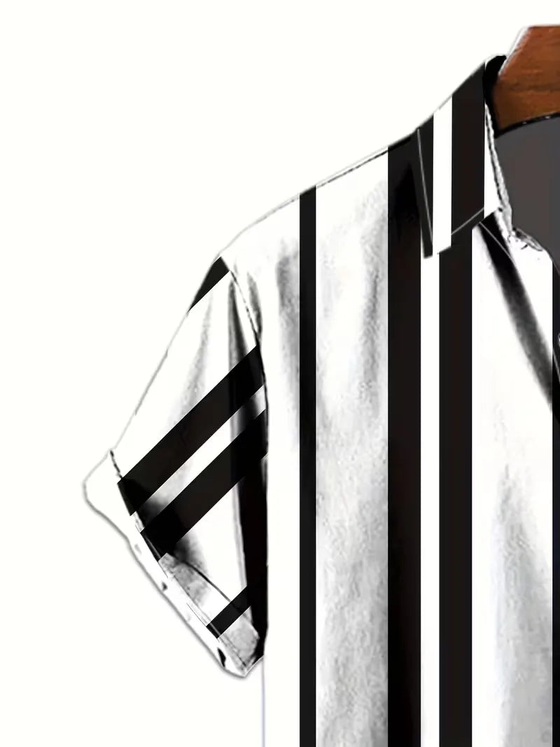 Short Sleeve Shirt with Vertical Stripes