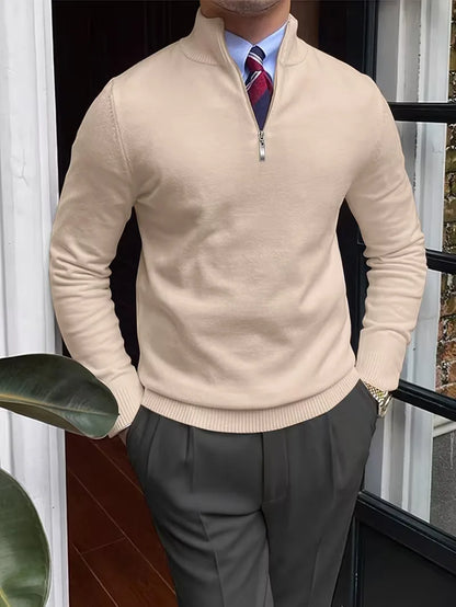 Sweater with Collar and Half-Zip